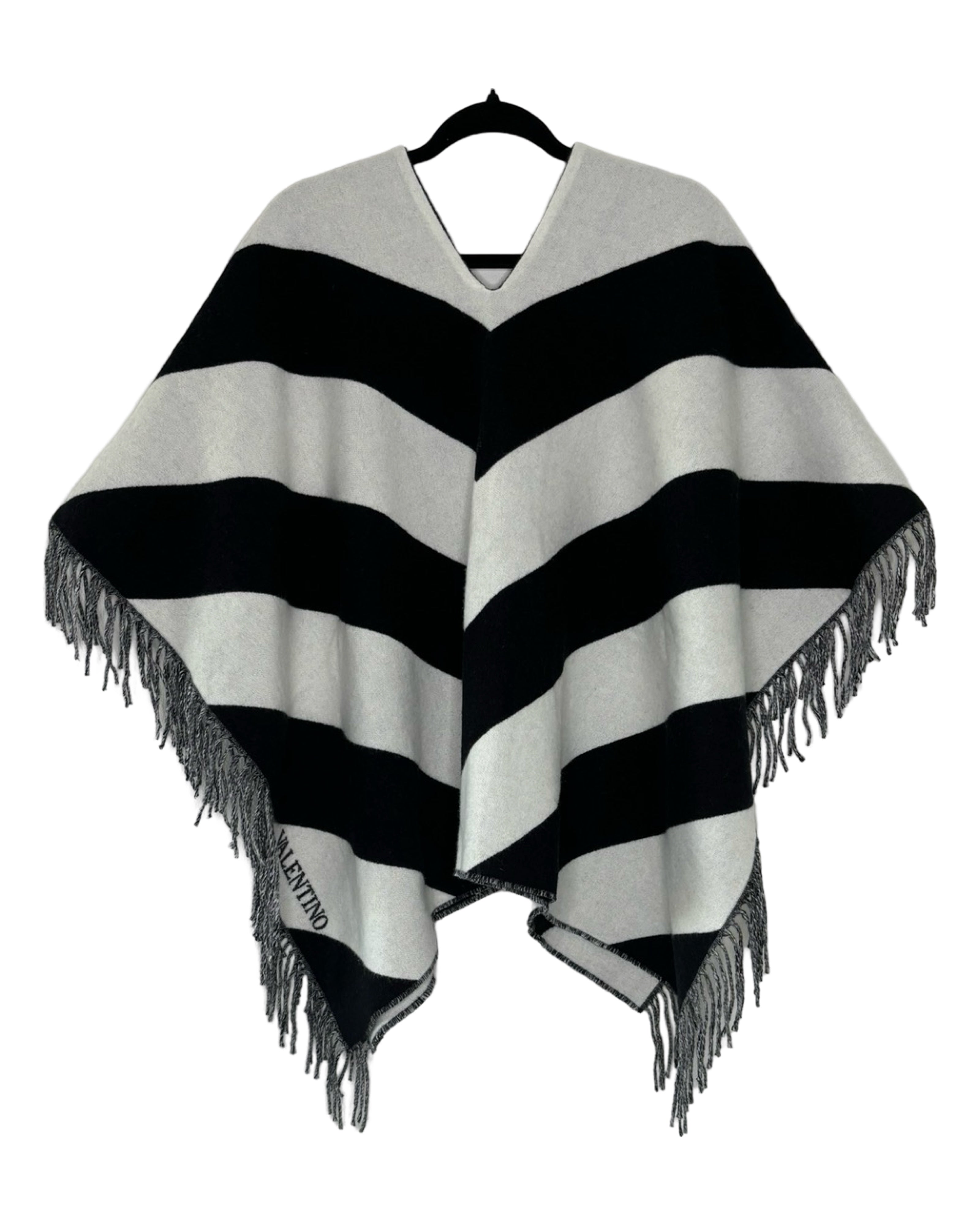 ポンチョ・ケープ VALENTINO FRINGED DOUBLE PONCHO Fringed Double Poncho – MAYFEYR